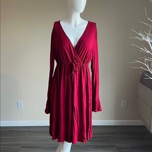 Maternity Drawstring Waist Wrap Dress.